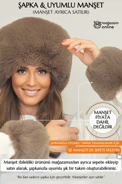 Mağazam Online Пухкава, дебела, кожена шапка от изкуствена кожа за жени - Toscana Mink