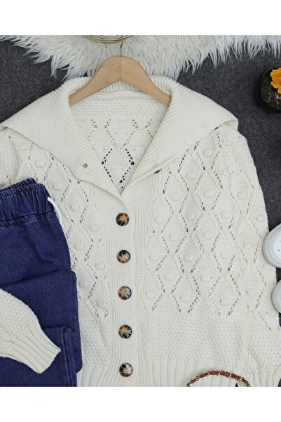 Modamorfo Pompom Shawl Collar Knitwear Cardigan