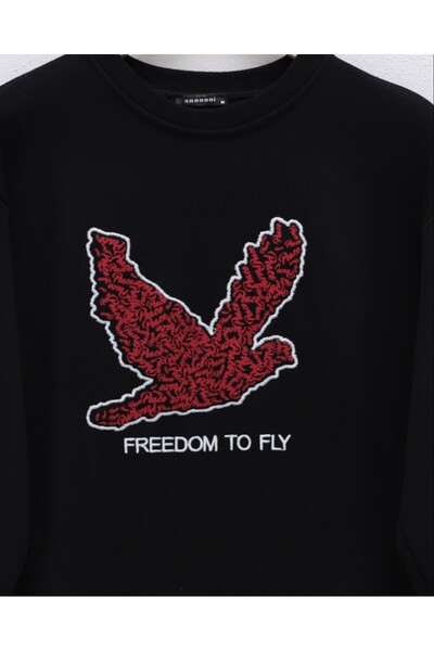 Modamorfo Bird Printed Rose Gold Crew Neck Sweat