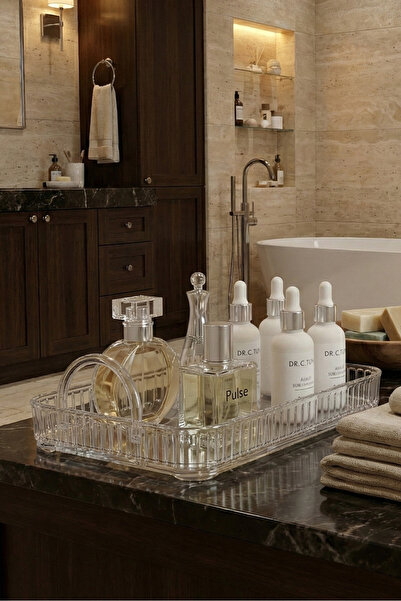 UNIQUE ME Makeup Organizer Cosmetic Accessory Organizer Bathroom Shelf Diamond Transparent