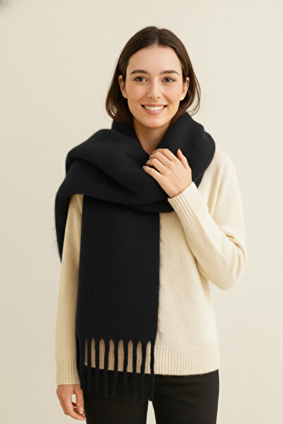 Bermody Pufați Negru Șal pentru Femei cu Textură Moale 50x190 cm