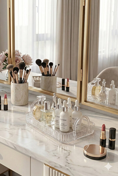 UNIQUE ME Makeup Organizer Cosmetic Accessory Organizer Bathroom Shelf Diamond Transparent