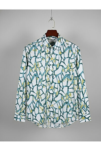 YusGos Long Sleeve Cotton Easy Iron Patterned Regular Fit Premium Men's Shirt Multi Color 2XL