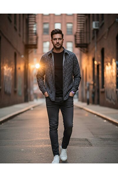 YusGos Men's Regular Fit Cotton High Quality Winter Lumberjack Shirt Gray m