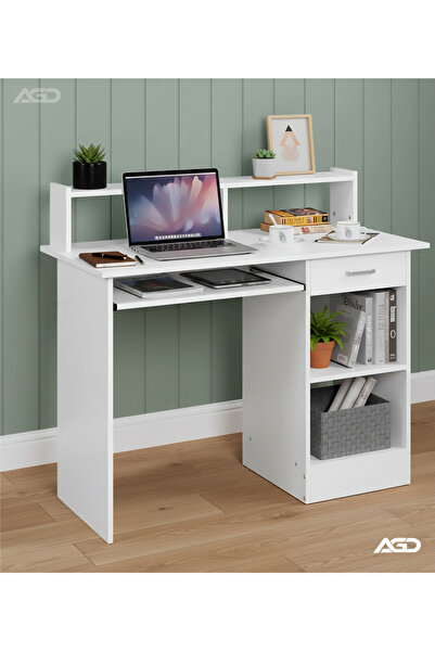 AGD Modern Versatile Home Office Desk, Practical Elegant Design, 106x50x74 cm, White