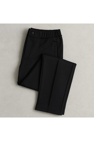 YusGos Cotton Fabric Embossed Striped (piped) Buttoned Basic Comfortable Cut Trousers Black 2XL