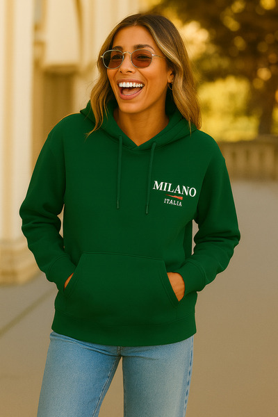 MARKATEM Hooded Kangaroo Pocket 3-Thread Cotton Combed Cotton Front Printed Sweatshirt