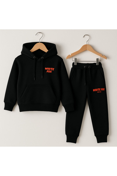 YusGos Unisex Girls/Boys Cotton Hooded White Fox Printed High Quality Tracksuit Set (3-15 Years) Si