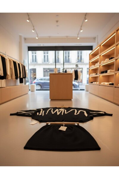 YusGos Women's Batwing Sleeve Sweater Mini Skirt Knitwear Winter Set