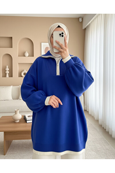 Modamorfo Tunika s polovičním zipem a rolákem - Saks