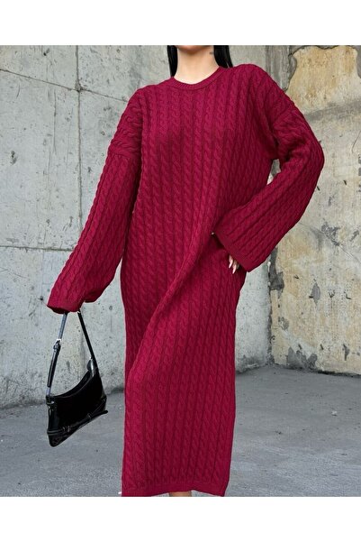 Modamorfo Hair Knitwear Dress - Burgundy