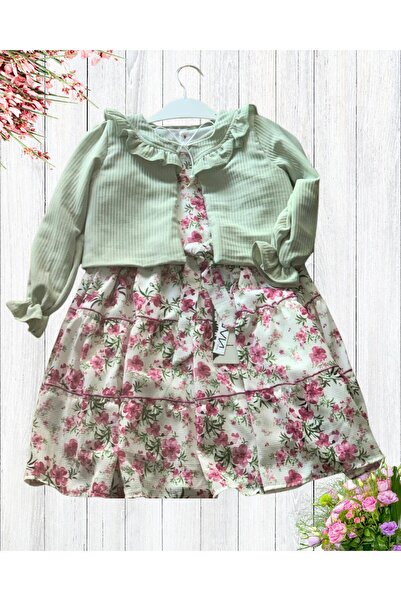 YusGos Baby Girl Dress Cardigan Tulle Bottom Set (Green) Green 2 Years