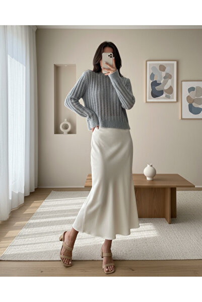 Modamorfo Patikka Knitted Soft Puff Sweater - Gray