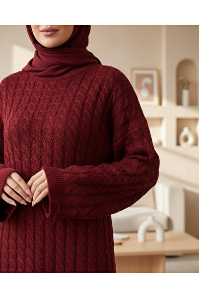 Modamorfo Hair Knitwear Dress - Burgundy