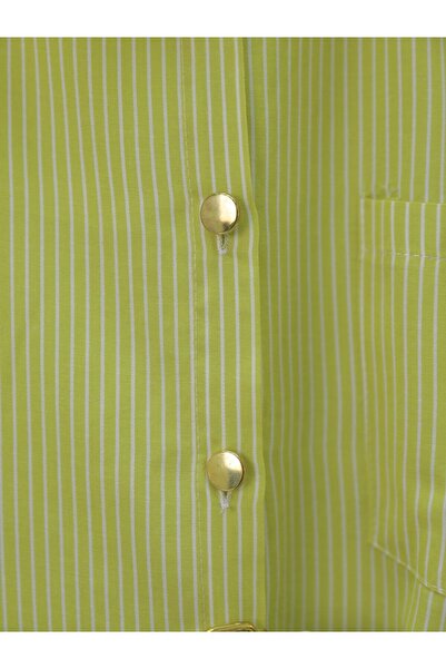 Modamorfo Striped Lace-Up Buttons Shirt -Oil Green