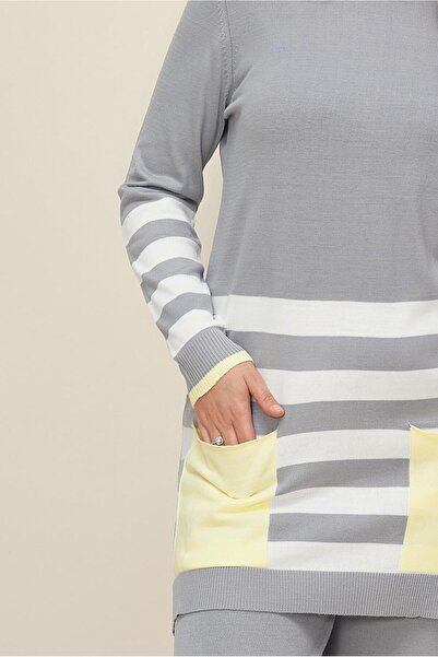 Alvina STRIP DETAILED DOUBLE PANT WITH POCKETKnitwear Suit 42124