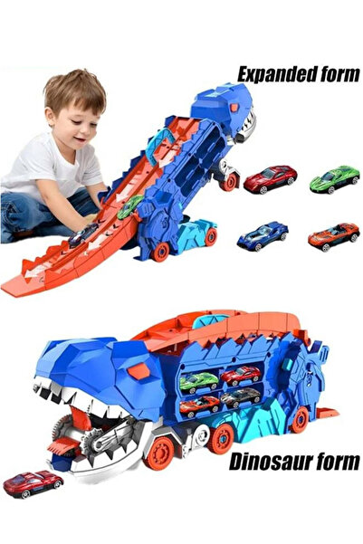 Aikenn Dinosaur Toy for Kids Swallowing Car Ejection Slide Track Alloy Educational Dual Form Party Toy
