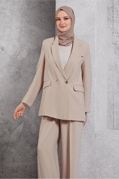 Alvina 30504 Model Double-Breasted Collar and Trousers Set