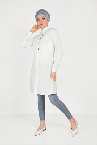 Alvina Cat Figure Embroidered Cotton Tunic - 40450