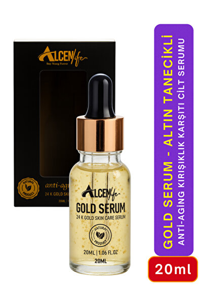 ALCEN LİFE Altın Tanecikli Gold Serum 20 mL Antiaging Cilt Kırışıklık Karşıtı Sıkılaştırıcı Nemlendirici Hediye