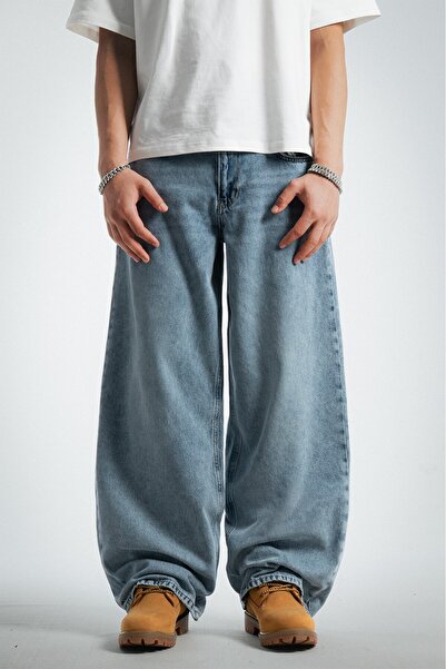 GRJ denim Iced Blue Wide Leg Oversize Baggy Jean Men's Trousers