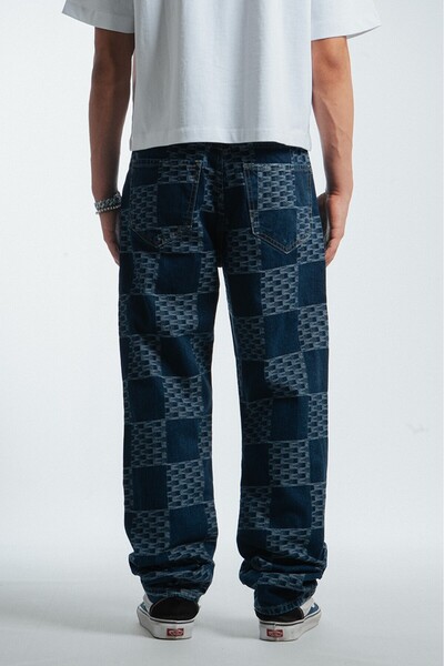 GRJ denim Wavy Baggy Fit Blue Men's Jeans