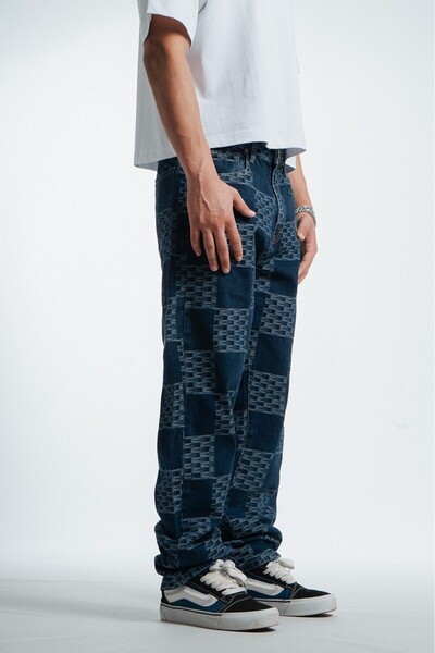 GRJ denim Wavy Baggy Fit Blue Men's Jeans