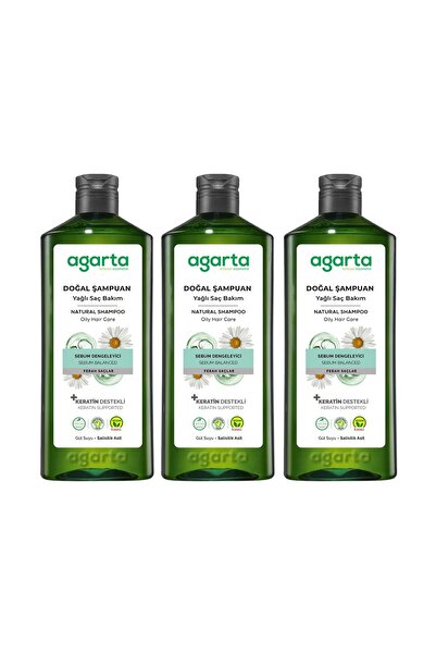 Agarta Natural Shampoo - Oily Hair Care, 400 Ml, 3 Pieces