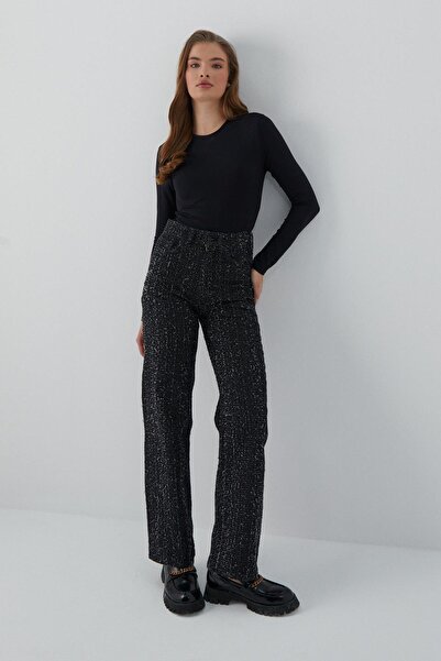 MARKALİSTE Παντελόνι τζιν με σχέδιο Tweed Μαύρο