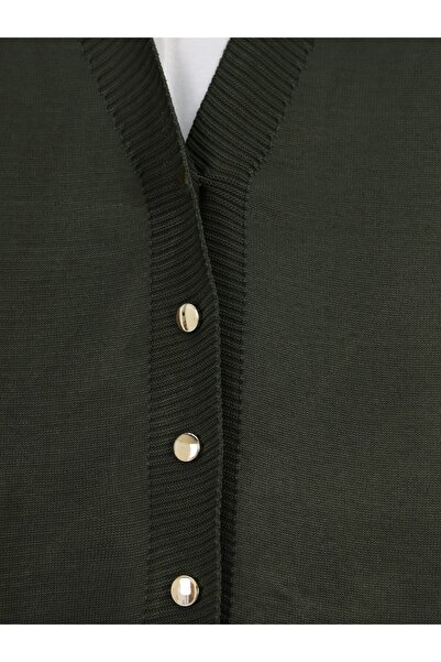 Modamorfo V-Neck Buttoned Knitwear Vest - Khaki