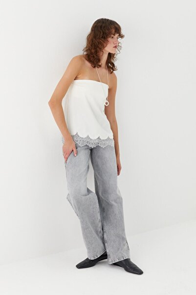 MARKALİSTE Wide Leg Denim Trousers Gray