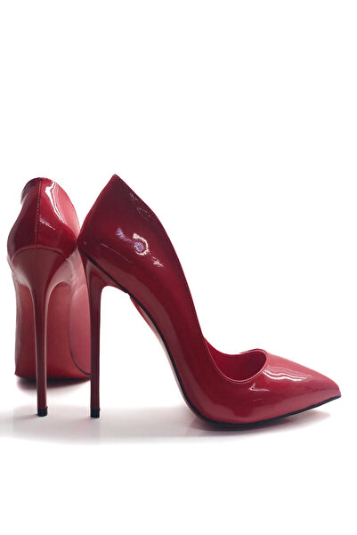 HAYYSHOES Kadın Kırmızı Rugan Stiletto Topuklu Ayakkabı