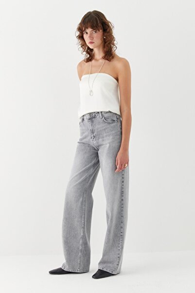 MARKALİSTE Wide Leg Denim Trousers Gray