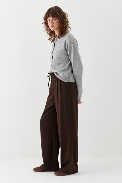 MARKALİSTE Lace-Up Palazzo Pants Brown