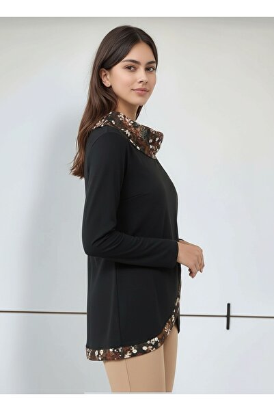 MAMAYAGA Γυναικείο γιακά με λουλουδάτο σχέδιο με ασύμμετρο κόψιμο μακρυμάνικο αθλητικό κομψό καμπύλη μπλούζα σε μέγεθος