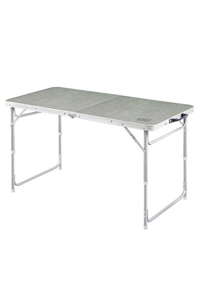 HAEGS Portatif Kamp Masası, 3 Yükseklik Ayarlı Katlanır Alüminyum Piknik Masası 120x60 Kumaş Desenli