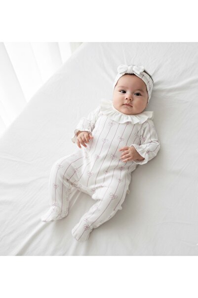 limebabies Bow Printed Peter Pan collar Baby Girl Jumpsuit 100% Cotton