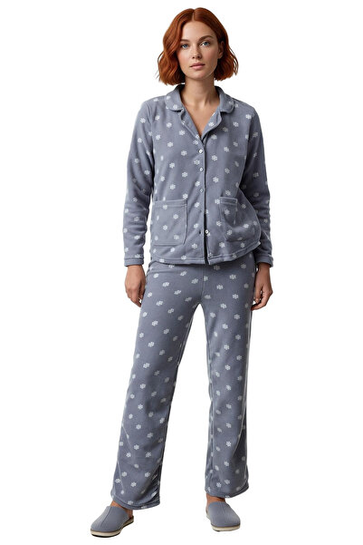 PayBuy Women's Winter Fleece Knitted Pajama Set Printed Pattern Long Leg High Quality Comfortable and Stylish