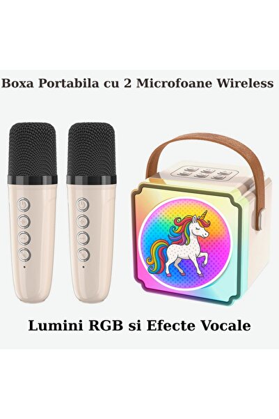 PacFullTech Portable Karaoke Speaker with 2 Wireless Microphones, RGB Lights, Bluetooth 5.3, Funny Voice Effects