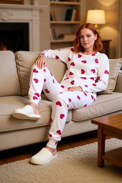 PayBuy Γυναικεία Σετ Πυτζάμες από Βαμβακερό Σχέδιο Καρδιάς Άνετη Κοπή για Χει...