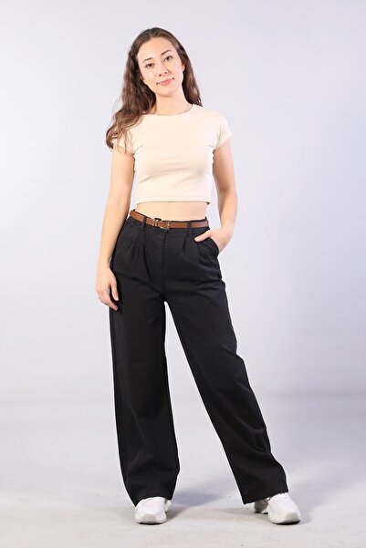 Mckanzie 5429 belt detailed wide leg pants
