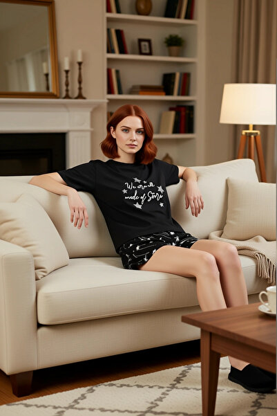 PayBuy Γυναικείο κοντομάνικο σετ πιτζάμες με λαιμόκοψη από βαμβακερό κομψό εμ...