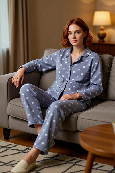 PayBuy Women's Winter Fleece Knitted Pajama Set Printed Pattern Long Leg High Quality Comfortable and Stylish