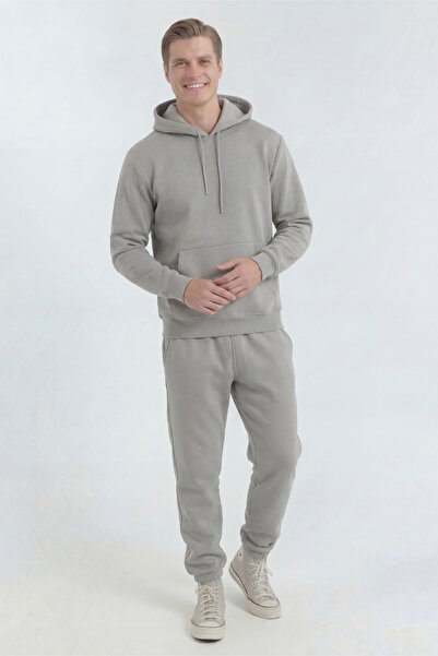 Veleno Stone Men's Kangaroo 3 Thread Tracksuit Set Soft Puff Fabric