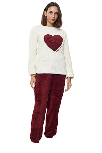 PayBuy Set pijamale de iarnă pentru femei Wellsoft Set de îmbrăcăminte confortabilă pentru acasă, cu inimă, tăiat confortabil