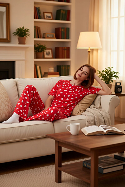 PayBuy Γυναικεία Σετ Πιτζάμες Βαμβακερές Καρδιές Άνετο Σετ οικιακής ένδυσης Ε...