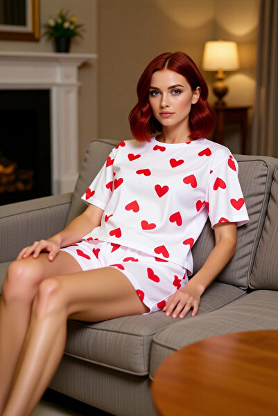 PayBuy Γυναικείο σετ πιτζάμες με μοτίβο καρδιάς από βαμβακερό σετ άνετο σετ ρ...