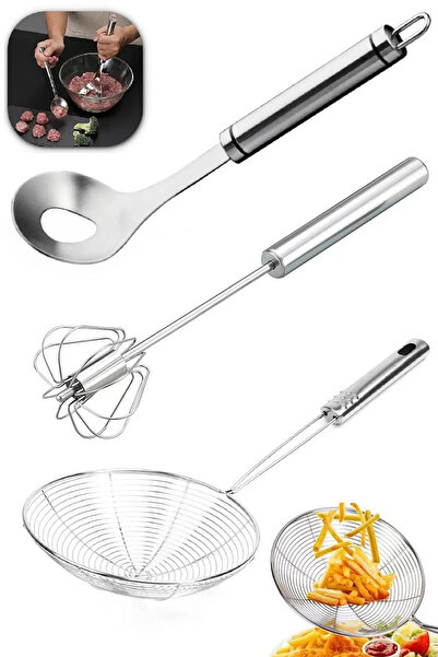 Genel Markalar Köfte Kaşığı Hamur Lokma Dökme Kepçesi Servis Süzgeç Çelik Çır...