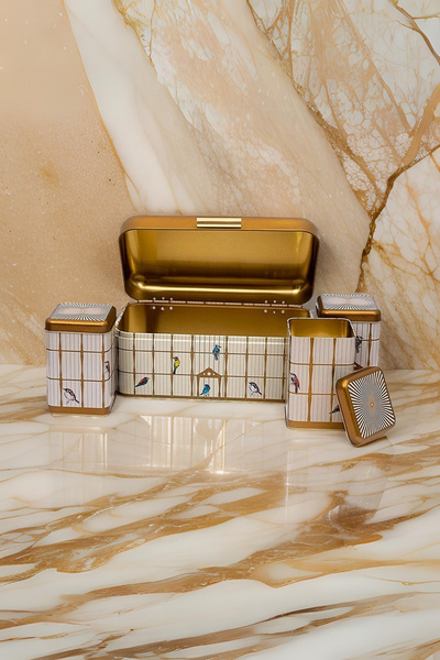 EVLE Erb08t7 Hinged Bread Box Set of 4, Bird Cage