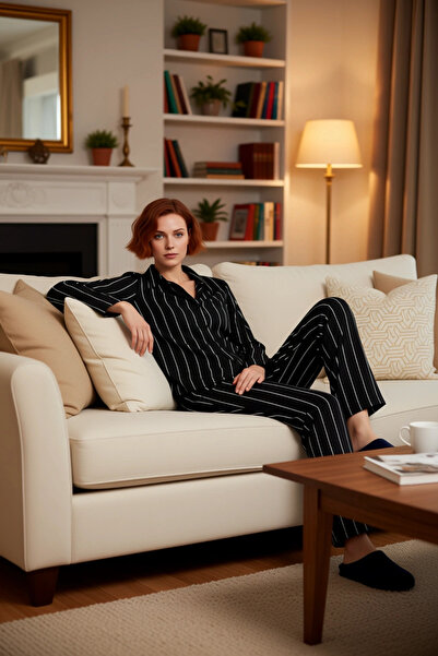 PayBuy Γυναικείο κομψό ριγέ σετ πιτζάμες βισκόζης Άνετο μαλακό πολύ κανονικό ...